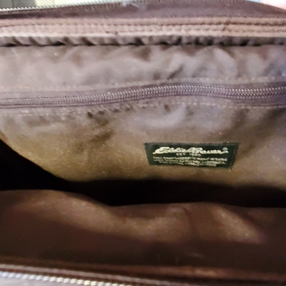 Eddie Bauer Brown Tan Plaid Double Handle Weekender Bag - Picture 10 of 11